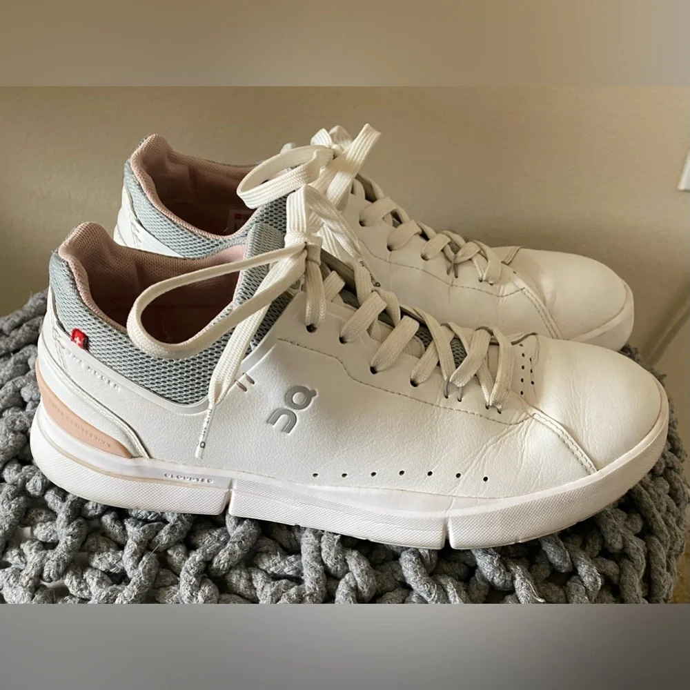 On Running Women's White Sneakers with Light Pink Accents